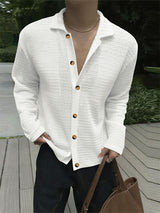 Men's Textured Hollow Out Long Sleeve Shirt SKUL25954