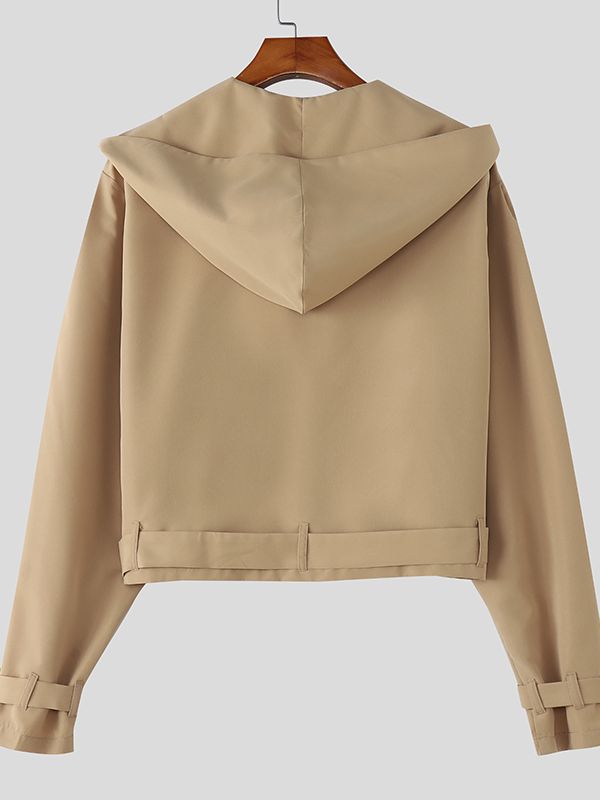 Men's Solid Color Hooded Long Sleeve Jacket SKUL45314