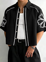 Men's Modern Graphic Line-Art Flower Cropped Shirt SKUL52630
