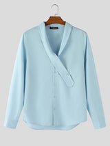 Men's Solid Color Button Long Sleeve Shirt SKUL43544