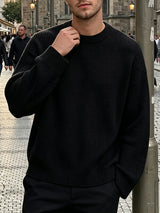 Men's Clean Fit Urban Casual Corduroy Ribbed Drop Shoulder Wide Cuff Long Sleeve Sweater SKUL81063