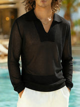 Men's Sheer Mesh Long Sleeve Shirt SKUL46258