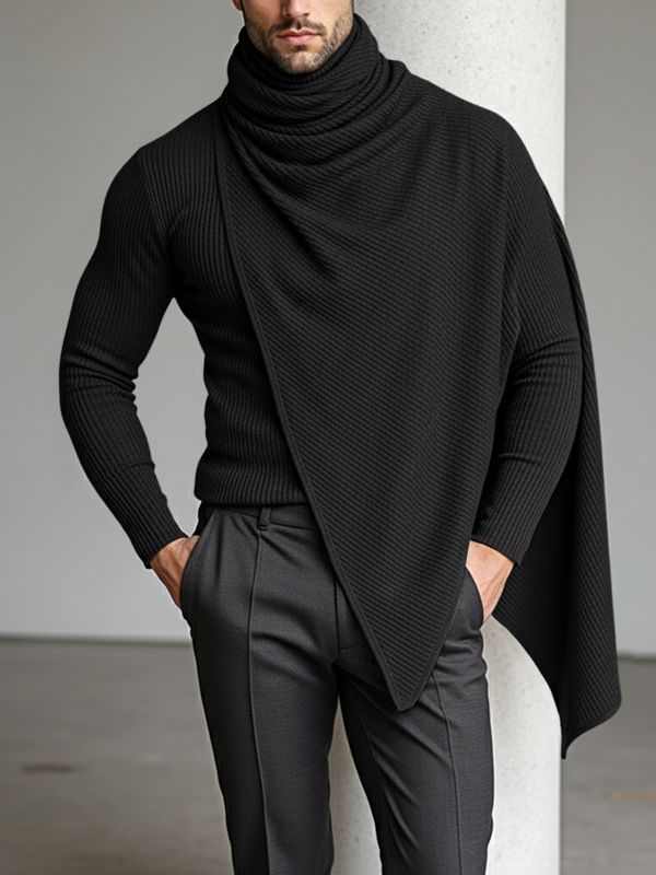 Men's Textured Knit Layered Long Sleeve T-shirt SKUL43949