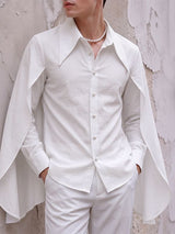 Men's Avant-Garde Party Back Drape Cloak Cape Exaggerated Big Point Collar Long Sleeve Shirt SKUL83132