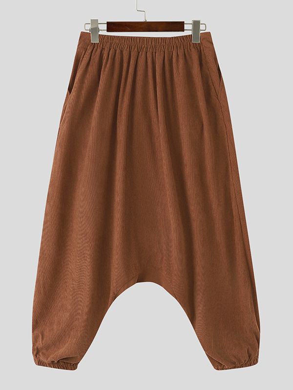 Men's Solid Color Textured Loose Fit Pant SKUL48721