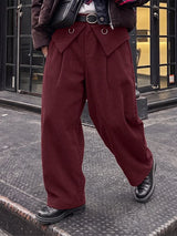 Men's Japanese Streetwear Fold-Over Waist Corduroy Baggy Balloon Pant SKUL79042