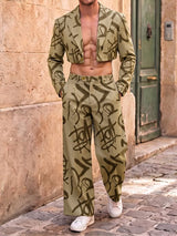 Men's Graffiti Print Cropped Two Pieces Outfit SKUL40124