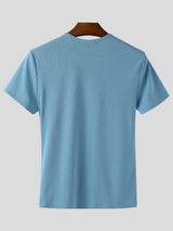 Mens Crisscross Lace-Up Knit Short Sleeve T-Shirt SKUL16797