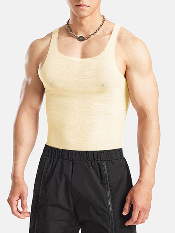 Mens Solid Color Sheer Casual Tank SKUK97830