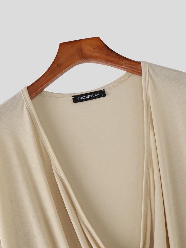 Men's Simple Loose U-Neck Short Sleeve T-Shirt SKUL54005