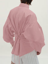 Men's Deconstructed Back Lace Up Long Sleeve Shirt SKUL27428