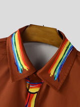 Men's Fun Crayon Print Long Sleeve Shirt SKUL41205