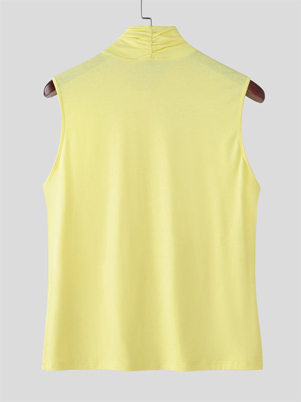 Men's Solid Color Casual Turtleneck Tank SKUL23615