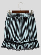 Men's Avant-Garde Retro Striped Ruffled Lace-Trim Pumpkin Short SKUL64234