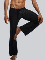 Men's Athletic Minimalist Yoga Meditation Low-Rise Drawstring Flared Bootcut Pant SKUL83952