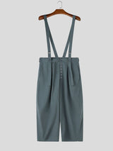 Men's Retro Gallery Suspender Straps Multi Button Fly High Waist Jumpsuit SKUL82398