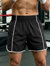 Men's Retro Muay Thai Boxing Style Contrast Piping Sports Short SKUL69707