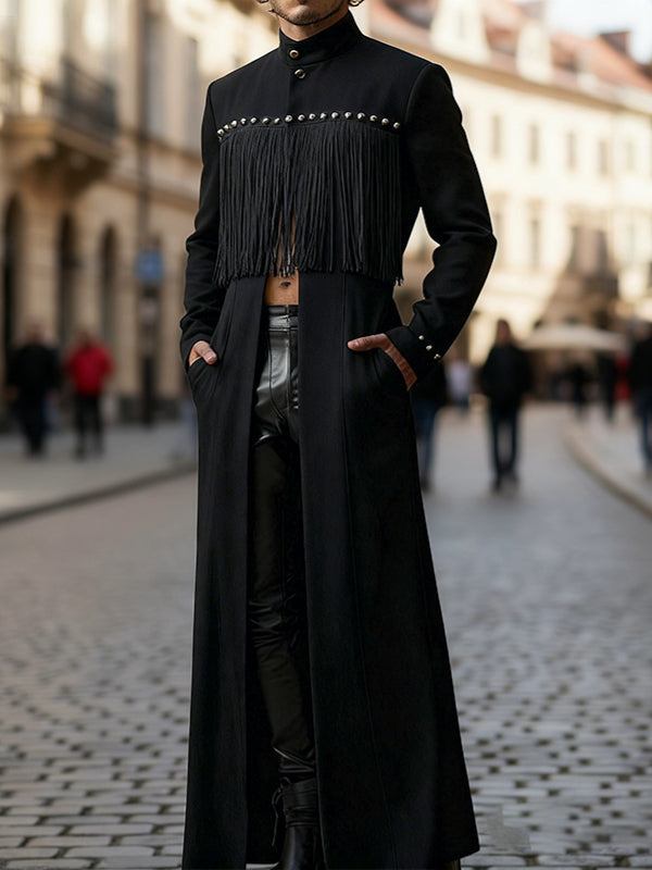 Men's Tassel Patchwork Long Hem Long Sleeve Cardigan SKUL47773