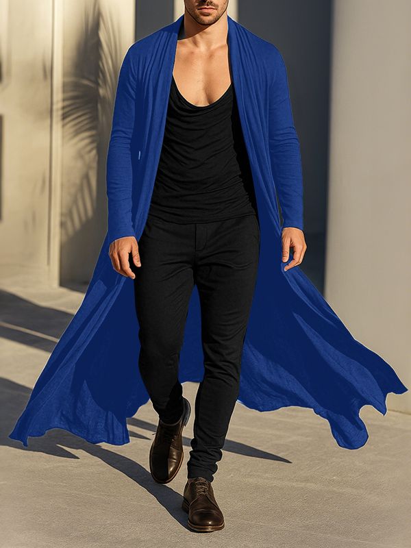 Men's Solid Loose Long Sleeve Cardigan SKUL33879