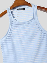 Men's Bodybuilding Display Sheer Striped Fit Tank SKUL71422