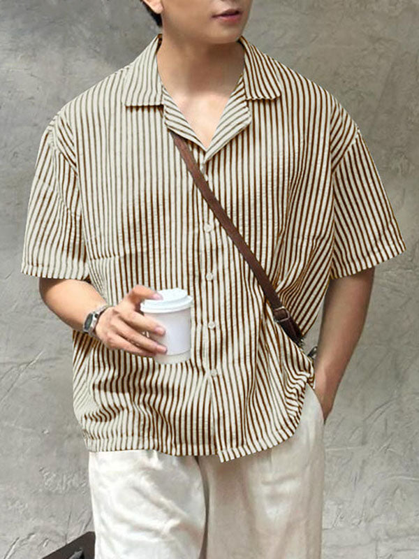Mens Casual Striped Short Sleeve Shirt SKUL06502