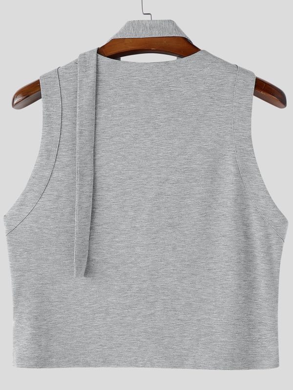 Men's Avant-Garde Deconstructed Choker-Neck Cropped Tank SKUL61911