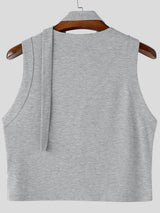 Men's Avant-Garde Deconstructed Choker-Neck Cropped Tank SKUL61911