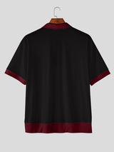 Mens Color Block Casual Short Sleeve Shirt SKUL18956