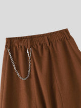 Men's Early Autumn Urban Casual Metal Chain Accent Baggy Wide Leg Long Pant SKUL73715