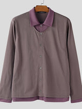 Men's Faux Two Piece Contrast Long Sleeve Cardigan SKUL50090