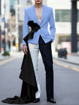 Men's Colorblock Ruffled Patchwork Long Sleeve Blazer SKUL40177