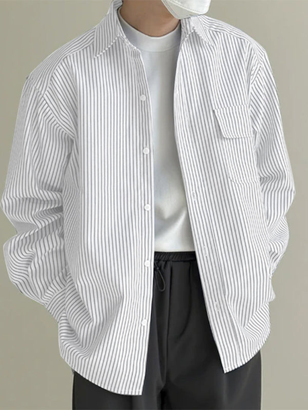 Mens Minimalist Striped Long Sleeve Shirt SKUK98792