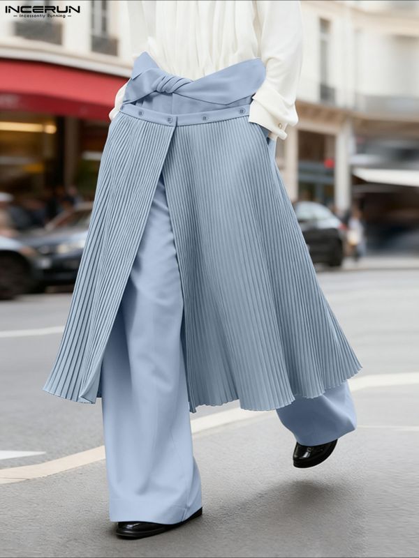 Men's Knot Ruched Wide Leg Pant SKUL45398