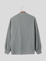 Mens Simple Irregular Hem Long Sleeve Shirt SKUK98804