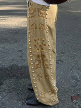 Men's Stud Patchwork Floral Print Loose Pant SKUL61101