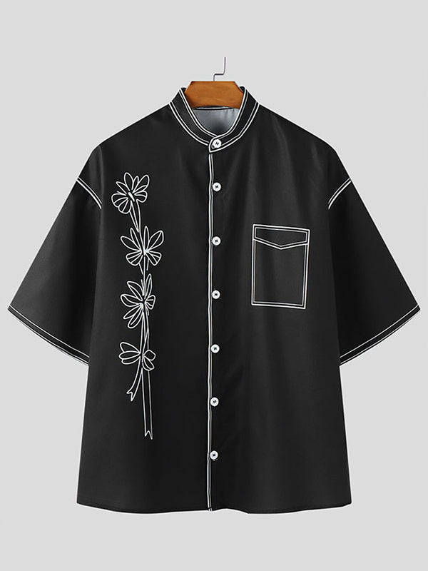 Mens Floral Print Casual Short Sleeve Shirt SKUL07592