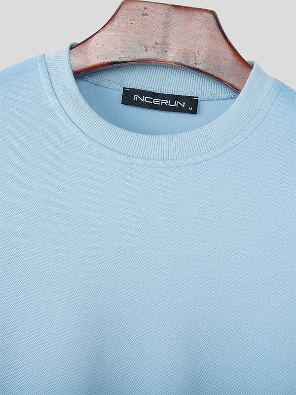 Men's Solid Color Casual Textured Long Sleeve Sweatshirt SKUL28385