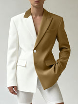 Men's Back Hollow Color Block Casual Long Sleeve Blazer SKUL39014