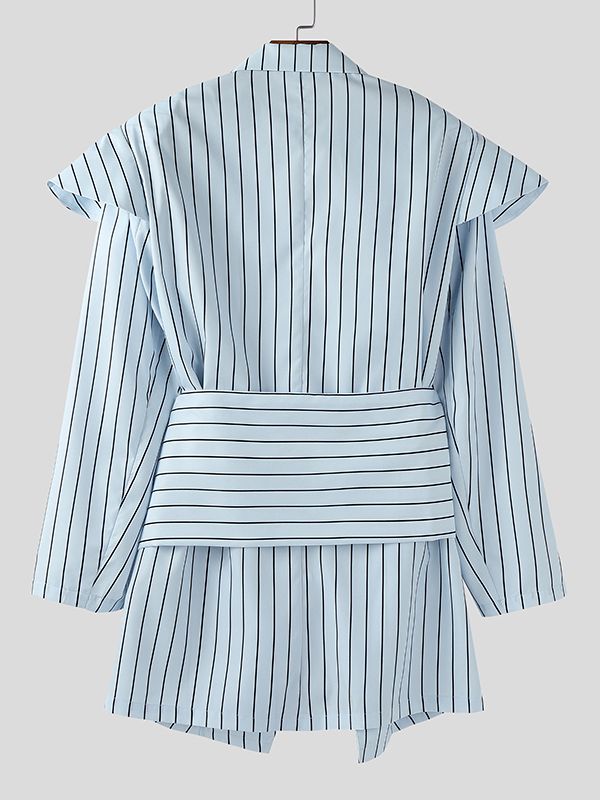 Men's Padded Stripe Casual Long Sleeve Blazer SKUL32753