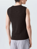 Mens Solid Drawstring Design Knit Sleeveless Vest SKUJ98946