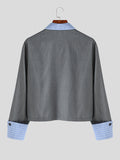 Mens Striped Patchwork Lapel Casual Shirt Blazer SKUK34635