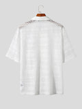 Mens Lace Hollow Lapel Short Sleeve Shirt SKUK13160