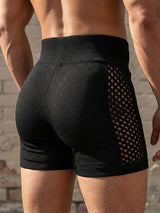 Men's Avant-Garde Streetwear Fitness Mesh Panel High Waist Compression Short SKUL68423