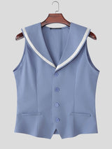Men's Resort Wear Nautical Sailor Collar Tailored Waistcoat SKUL78988