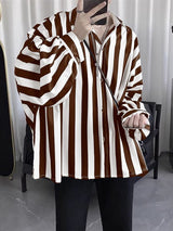 Men's Casual Striped Loose Long Sleeve Shirt SKUL35300