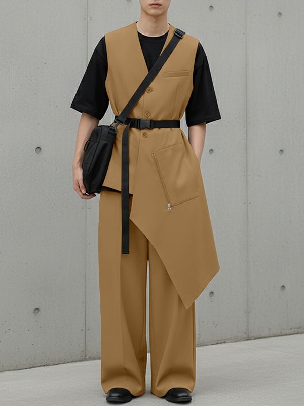 Men's Deconstructed Irregular Hem Two Pieces Outfit SKUL36595