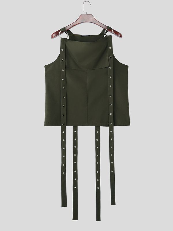 Men's Deconstructed Eyelet Tie Square Neck Tank SKUL55228