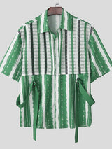 Men's Color Block Patchwork Half Sleeve Shirt SKUL39393