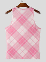 Men's Plaid Contrast Color Casual Tank SKUL42246