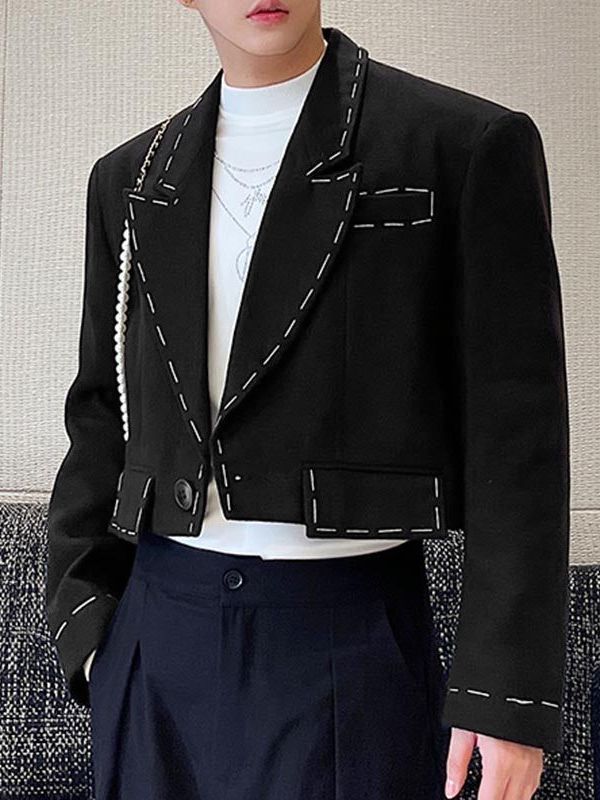 Men's Dashed Color Block Casual Long Sleeve Blazer SKUL29735